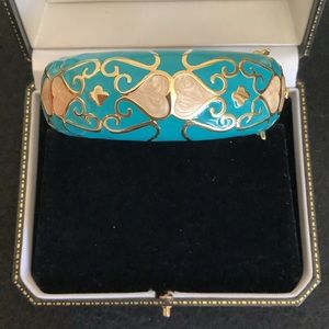 New Lauren Adams 18KT gold plated turquoise blue enamel bangle.